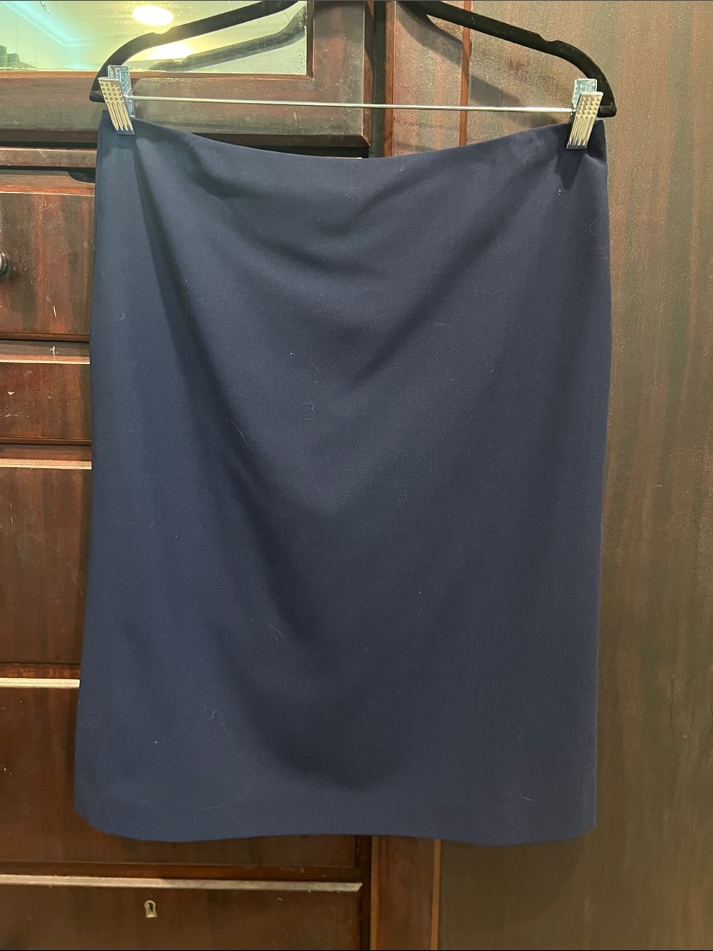 Ralph Lauren Purple Label Deep Navy Wool Pencil Skirt
